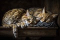 Two Adorable Cats Sleeping Together