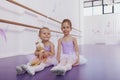 Two adorable little ballerinas at dance class Royalty Free Stock Photo