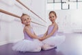 Two adorable little ballerinas at dance class