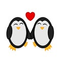 Two adorable penguins in love. Vector illustration that can be used as a print on clothes or a bag in posters and