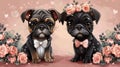 Two cute puppies dressed up for a wedding