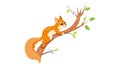 Two adorable squirrels playfully interacting on a tree branch, vector design Generative AI Royalty Free Stock Photo