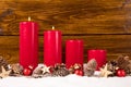 Two advent candles burning Royalty Free Stock Photo