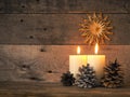 Two Advent candles burning Royalty Free Stock Photo