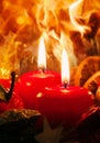 Two Advent candles . Royalty Free Stock Photo