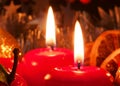 Two Advent candles . Royalty Free Stock Photo