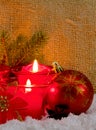 Two advent candles . Royalty Free Stock Photo