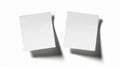 Two aesthetic white sticky note reminders on white background. Sun rays and shadows. Minimalist concept. Generative AI Royalty Free Stock Photo