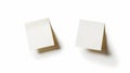 Two aesthetic white sticky note reminders on white background. Sun rays and shadows. Minimalist concept. Generative AI Royalty Free Stock Photo