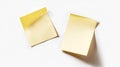 Two aesthetic yellow sticky note reminders on white background. Sun rays and shadows. Minimalist concept. Generative AI Royalty Free Stock Photo