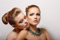 Passion. Desire. Couple of Affectionate Young Women. Fondness Royalty Free Stock Photo