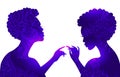 two African women feel the urge to touch each other. unconventional relationships