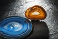 Two agate slices in the spotlight
