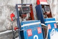 Two aged gas dispensers. Abandoned fuel pumps