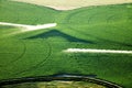 Two agricultural center pivot irrigation systems in an Idaho potato field