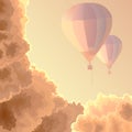 Two air balloons, sky and clouds.