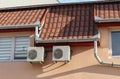 Two air conditioners on the wall of a building Royalty Free Stock Photo