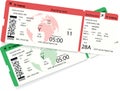 Two airline boarding pass tickets for plane Royalty Free Stock Photo