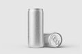 Two aluminium drink cans 250ml with water drops mockup template. Royalty Free Stock Photo