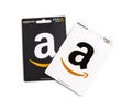 Two Amazon Gift Cards on a white background