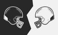 Two American football helmets. Black vs White. Vector illustration. Royalty Free Stock Photo