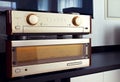 Two Amplifier Vintage Audio Stereo System Luxury High End Royalty Free Stock Photo