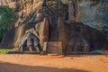 Two ancient lion paws on the Lion terrace. Sigiriya