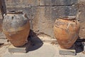 Two Ancient Pitoi in Phaestus Royalty Free Stock Photo
