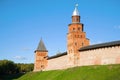 Two ancient towers Kokui and Pokrovskaya. Kremlin of Veliky Novgorod