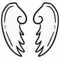 two angel wings cartoon on white background , illustration Royalty Free Stock Photo