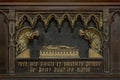 Sculptures and a citation from the Bible on the south side of ÃÂ©glise Saint-Merry