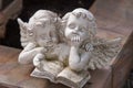 Two angels reading a book Royalty Free Stock Photo