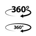 Two angle 360 degrees sign icons geometry math symbol full rotation