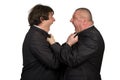 Two angry business colleagues during an argument, isolated on white background