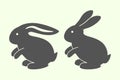 Two animal hare silhouettes. Easter Bunny. silhouette on a white background