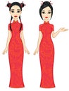 Two animation Asian girls in different poses.