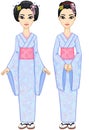 Two animation Japanese girls in different poses.