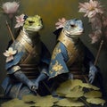 Two anthropomorphic lizards samurai