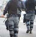 two anti-riot police cops patrol the streets of the Royalty Free Stock Photo