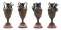 Two antique bronze vases with angel figure.