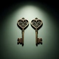 Two Antique Heart-Shaped Keys Royalty Free Stock Photo