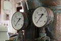 Two antique pressure gauges Royalty Free Stock Photo