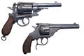 Two antique revolvers. Ancient weapon. Royalty Free Stock Photo