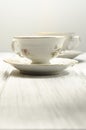 two antique teacups on white background Royalty Free Stock Photo