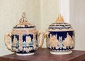 Two antique vases in an old castle Royalty Free Stock Photo