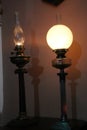Two antiques lamp composition rule balace Royalty Free Stock Photo