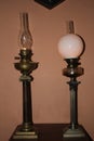 Two antiques lamp whiebrass and yellow brass composition rule balace