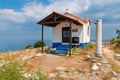 Two Apostoles Church on the hill of Evreokastro cape in Limenas Town, Thassos Island, Greece
