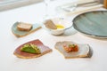 Two Appetizers on Ceramic Slabs Royalty Free Stock Photo