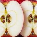 Two apple halves, displayed with the Royalty Free Stock Photo